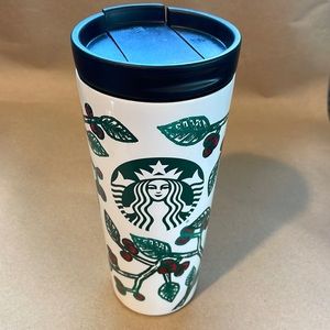 Starbucks Holiday Holly berry 16 oz thermos steel travel mug